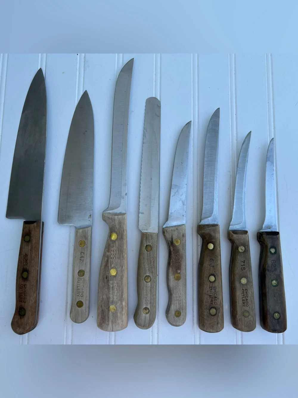Vintage Chicago Cutlery Wood Knife Stainless Blade Assorted Kitchen Tool Lot 8